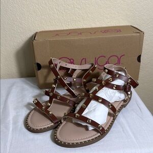 Sugar Brown Sandals with Studded Details